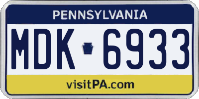 PA license plate MDK6933