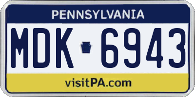 PA license plate MDK6943