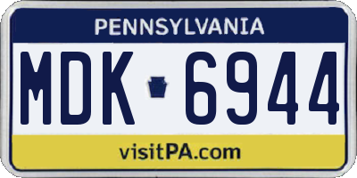 PA license plate MDK6944