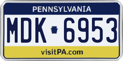 PA license plate MDK6953
