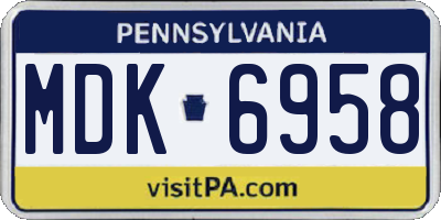 PA license plate MDK6958