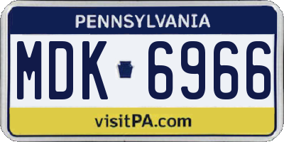 PA license plate MDK6966