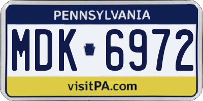 PA license plate MDK6972