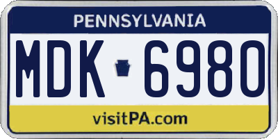 PA license plate MDK6980