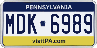 PA license plate MDK6989
