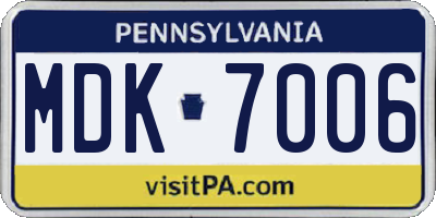PA license plate MDK7006