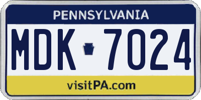 PA license plate MDK7024