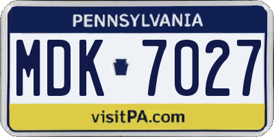 PA license plate MDK7027