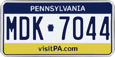 PA license plate MDK7044