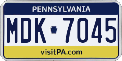 PA license plate MDK7045