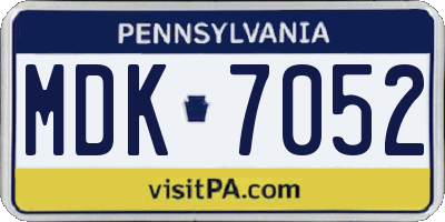 PA license plate MDK7052