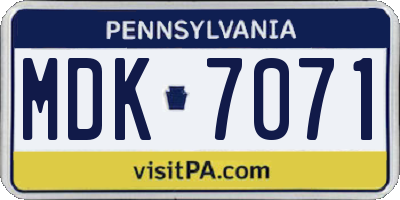 PA license plate MDK7071