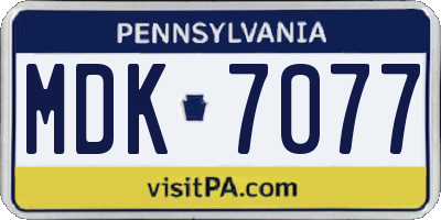 PA license plate MDK7077