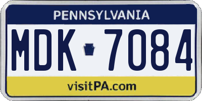 PA license plate MDK7084