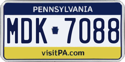 PA license plate MDK7088