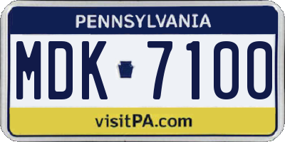 PA license plate MDK7100