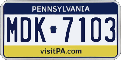 PA license plate MDK7103
