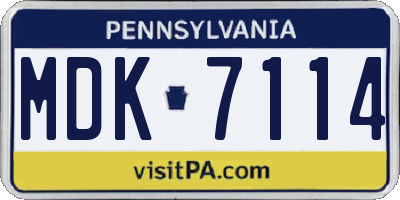 PA license plate MDK7114