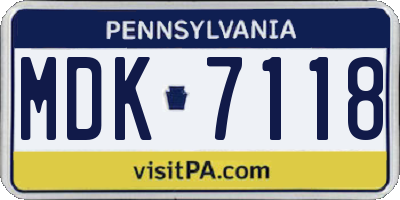 PA license plate MDK7118