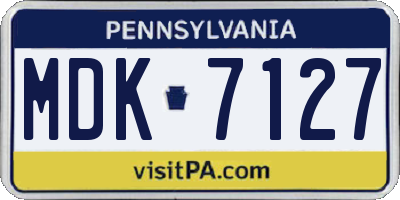 PA license plate MDK7127