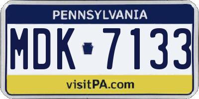 PA license plate MDK7133
