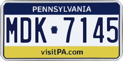 PA license plate MDK7145