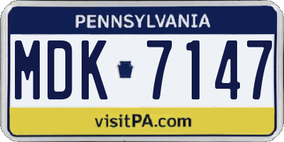 PA license plate MDK7147