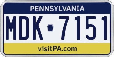 PA license plate MDK7151
