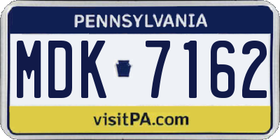 PA license plate MDK7162