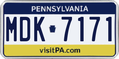 PA license plate MDK7171