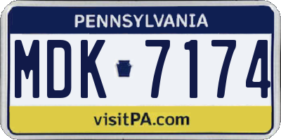 PA license plate MDK7174