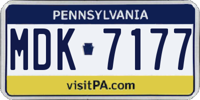 PA license plate MDK7177