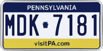 PA license plate MDK7181