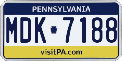 PA license plate MDK7188