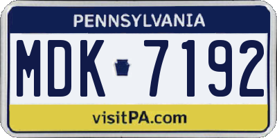 PA license plate MDK7192