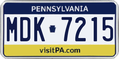 PA license plate MDK7215