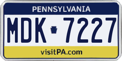 PA license plate MDK7227