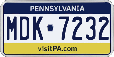 PA license plate MDK7232