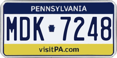 PA license plate MDK7248