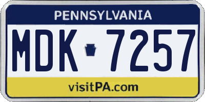 PA license plate MDK7257