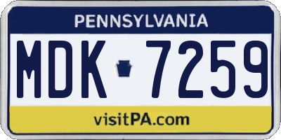 PA license plate MDK7259