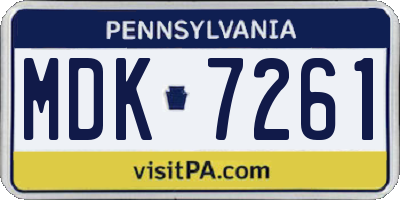PA license plate MDK7261
