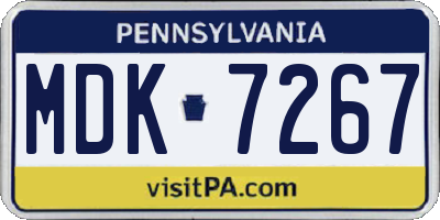 PA license plate MDK7267