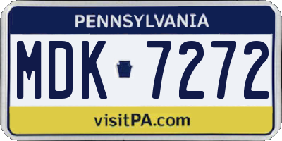 PA license plate MDK7272