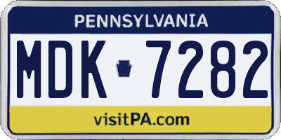 PA license plate MDK7282