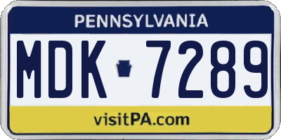 PA license plate MDK7289