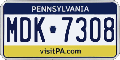 PA license plate MDK7308