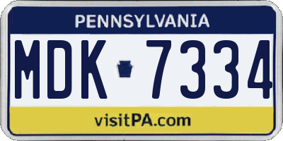 PA license plate MDK7334