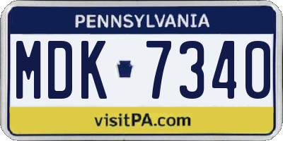 PA license plate MDK7340