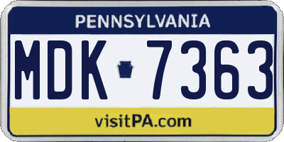 PA license plate MDK7363